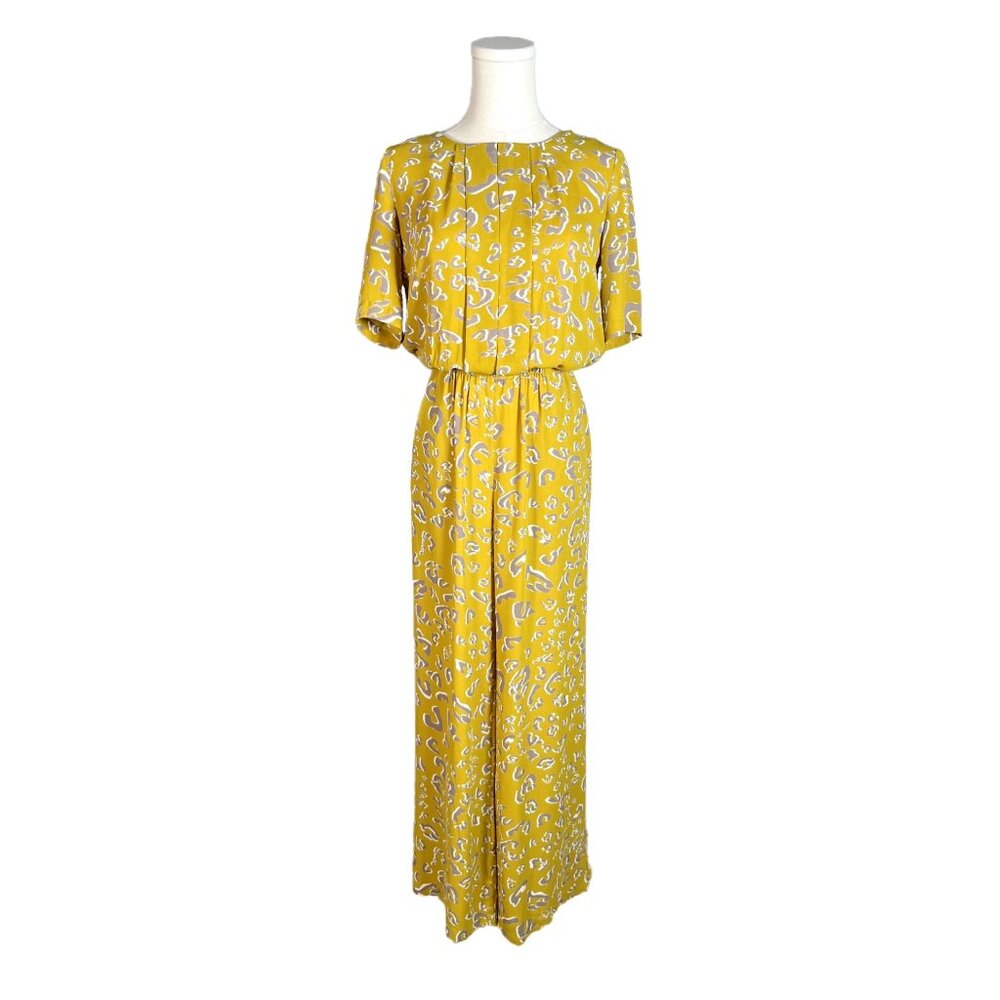 BCBG MaxAzria Madison Wide Leg Leopard Jumpsuit in Dill Size XS